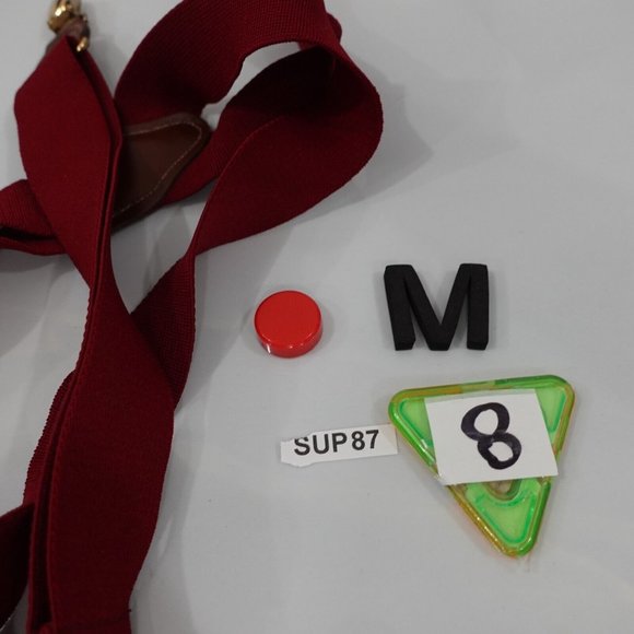 Suspender Mens Red Clip On X Back Adjustable Stretch Burgundy Wine WEST GERMANY - Picture 10 of 10